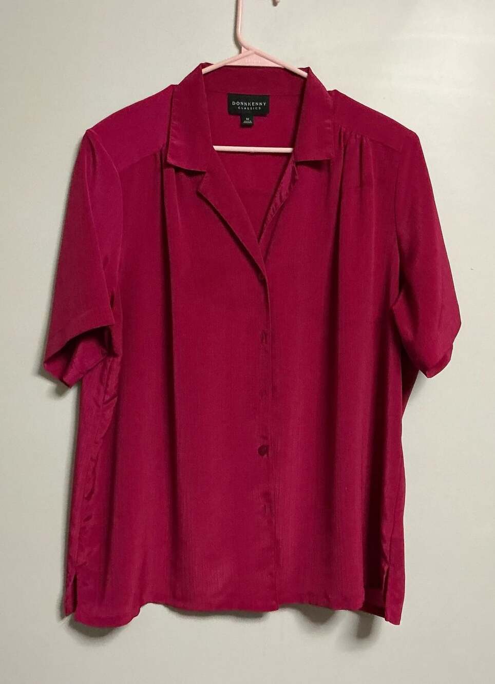 Donnkenny Classics Short Sleeve Blouse Size 1X Fuchsia Pink
